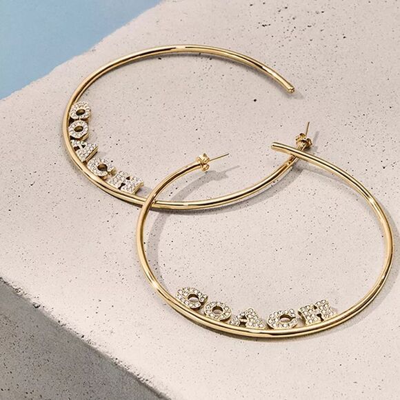 Coach Signature Logo Hoop Earrings - Picture 1 of 6